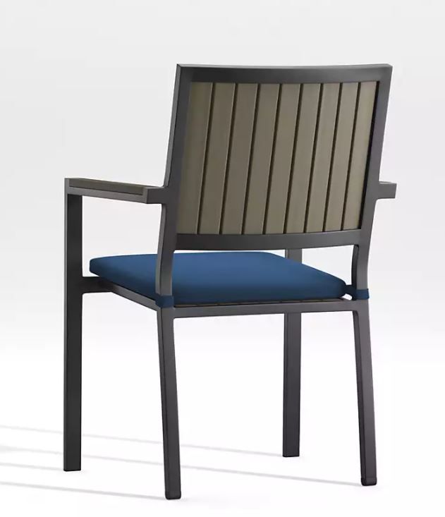ALFRESCO II GREY DINING ARM CHAIR WITH SAPPHIRE SUNBRELLA CUSHION thumbnail 4