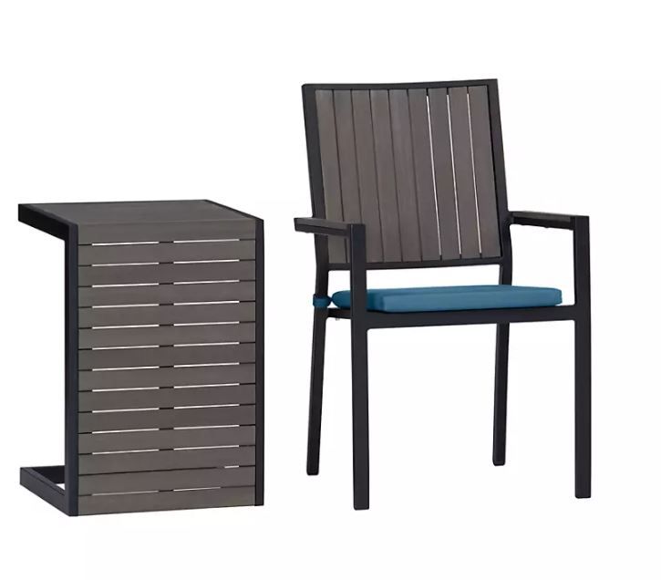 ALFRESCO II GREY DINING ARM CHAIR WITH SAPPHIRE SUNBRELLA CUSHION thumbnail 6