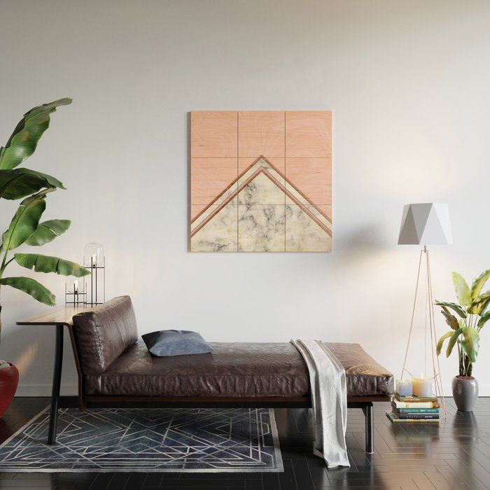 PINK AND WHITE MARBLE WOOD WALL ART thumbnail 2
