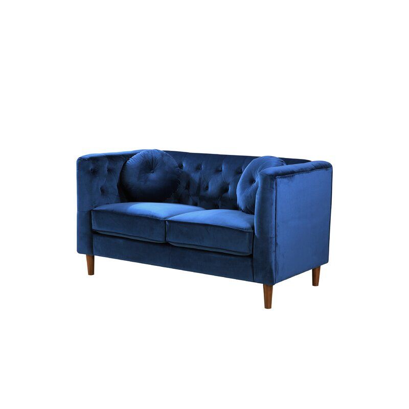 Tenafly Velvet Tuxedo Arm Loveseat thumbnail 3