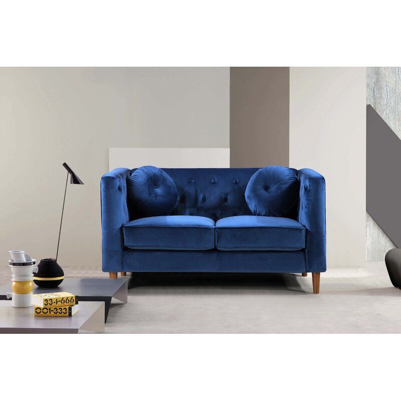 Tenafly Velvet Tuxedo Arm Loveseat thumbnail 4