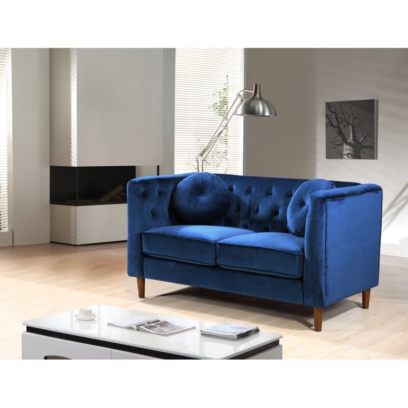 Tenafly Velvet Tuxedo Arm Loveseat thumbnail 5