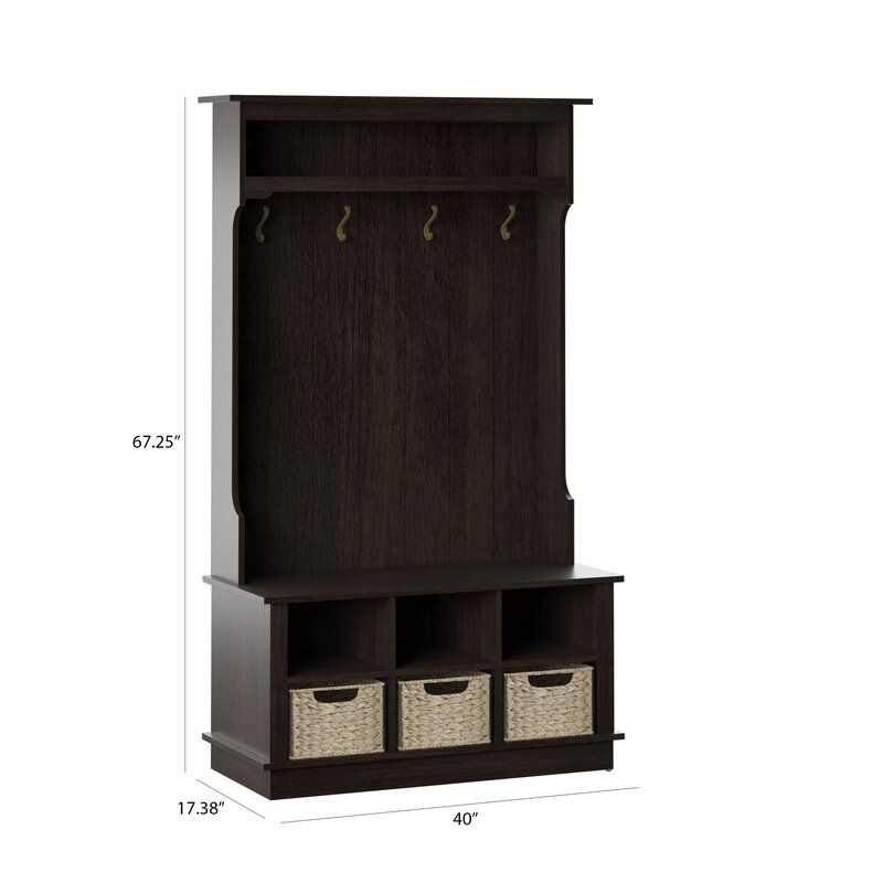 Bridget Wide Hall Tree with Bench and Shoe Storage thumbnail 4