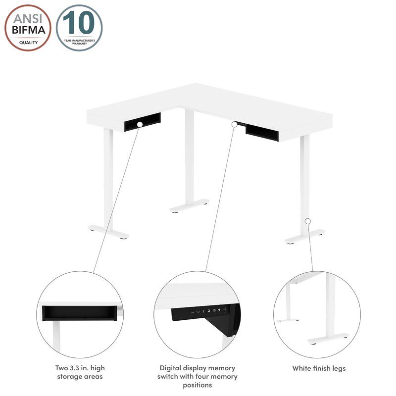 Thilebrook Height Adjustable L Shape Standing Desk thumbnail 3