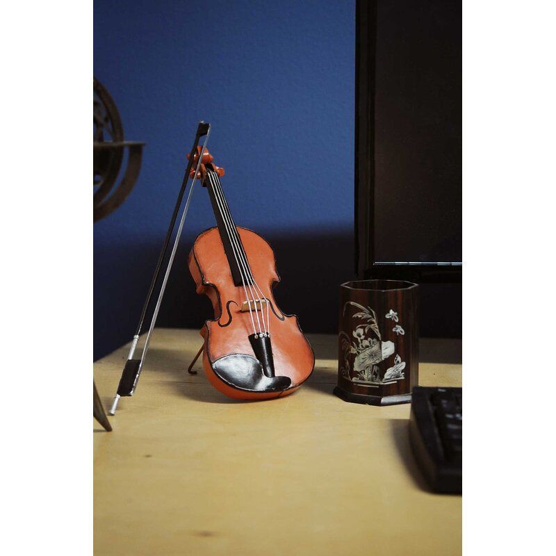 VINTAGE LOOK ORANGE VIOLIN SCULPTURE thumbnail 3