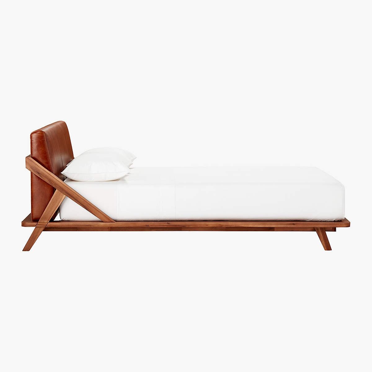 Drommen Acacia With Leather Headboard Bed-King thumbnail 3
