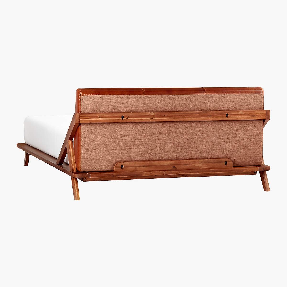 Drommen Acacia With Leather Headboard Bed-King thumbnail 4