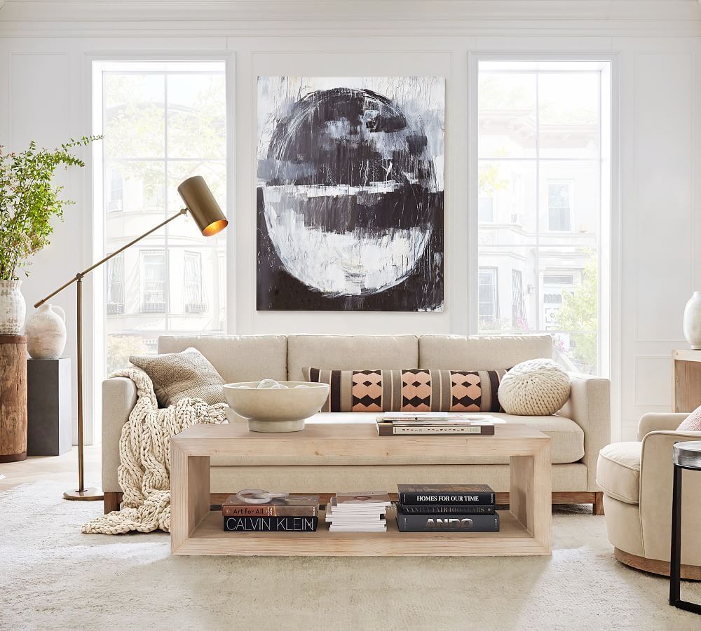 Jake Upholstered Sofa with Wood Base thumbnail 2