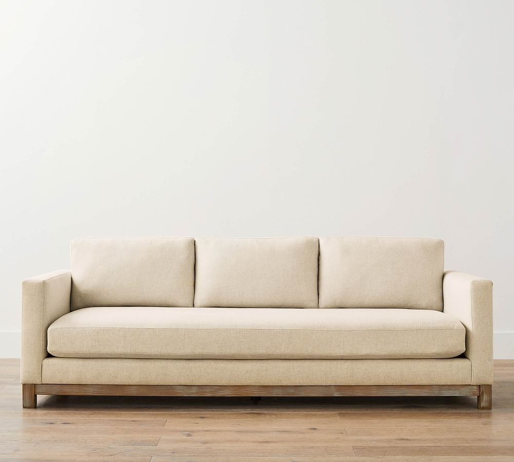 Jake Upholstered Sofa with Wood Base thumbnail 3