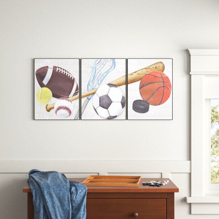 STELLA SPORTS BALLS TRIPTYCH WALL PLAQUE WITH OUT FRAME thumbnail 2