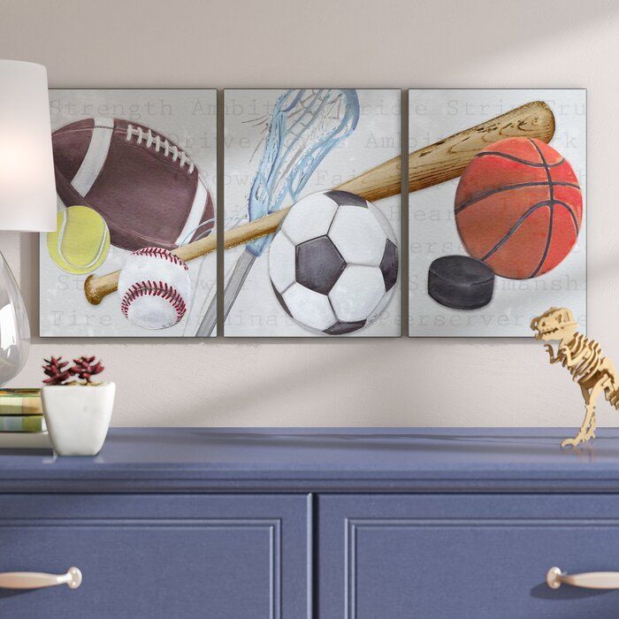 STELLA SPORTS BALLS TRIPTYCH WALL PLAQUE WITH OUT FRAME thumbnail 3