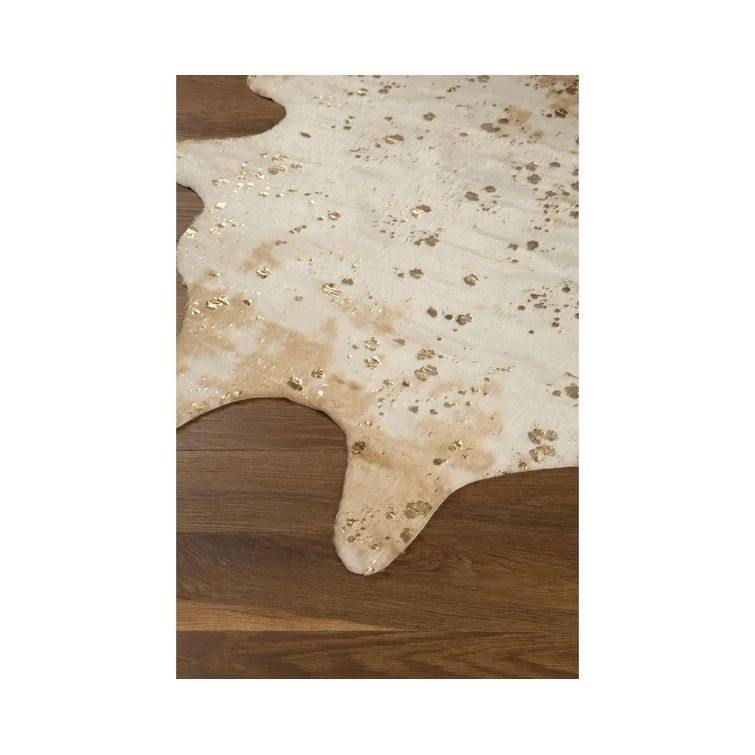 Pilla Ivorybrown Novelty Faux Cowhide Ivorybrown Area Rug-5'x7' thumbnail 3