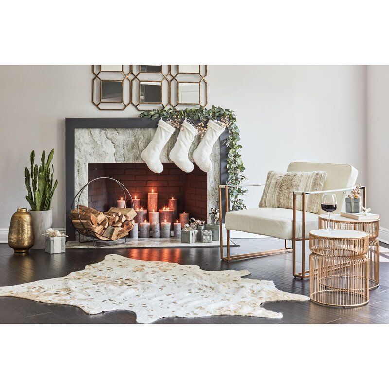 Pilla Ivorybrown Novelty Faux Cowhide Ivorybrown Area Rug-5'x7' thumbnail 2