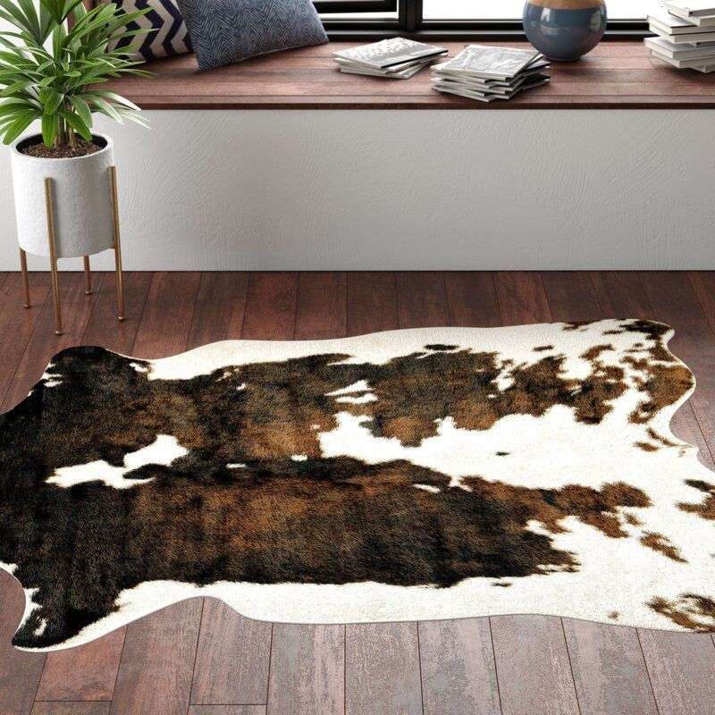 Hensen Faux Cowhide Brown Area Rug-3'10"x5' thumbnail 2