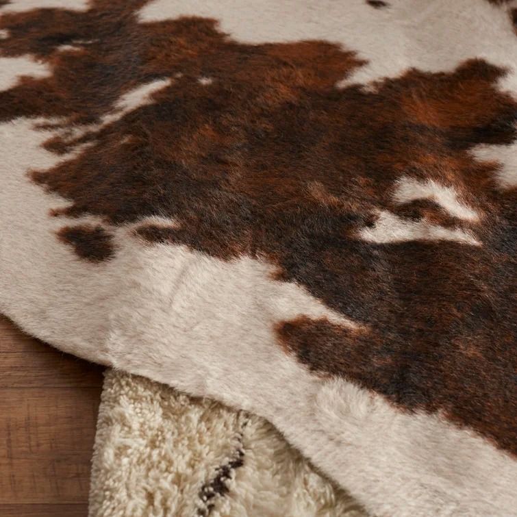 Hensen Faux Cowhide Brown Area Rug-3'10"x5' thumbnail 6