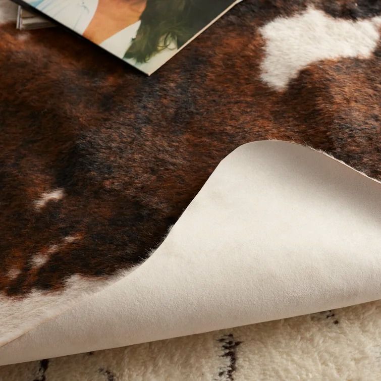 Hensen Faux Cowhide Brown Area Rug-3'10"x5' thumbnail 7