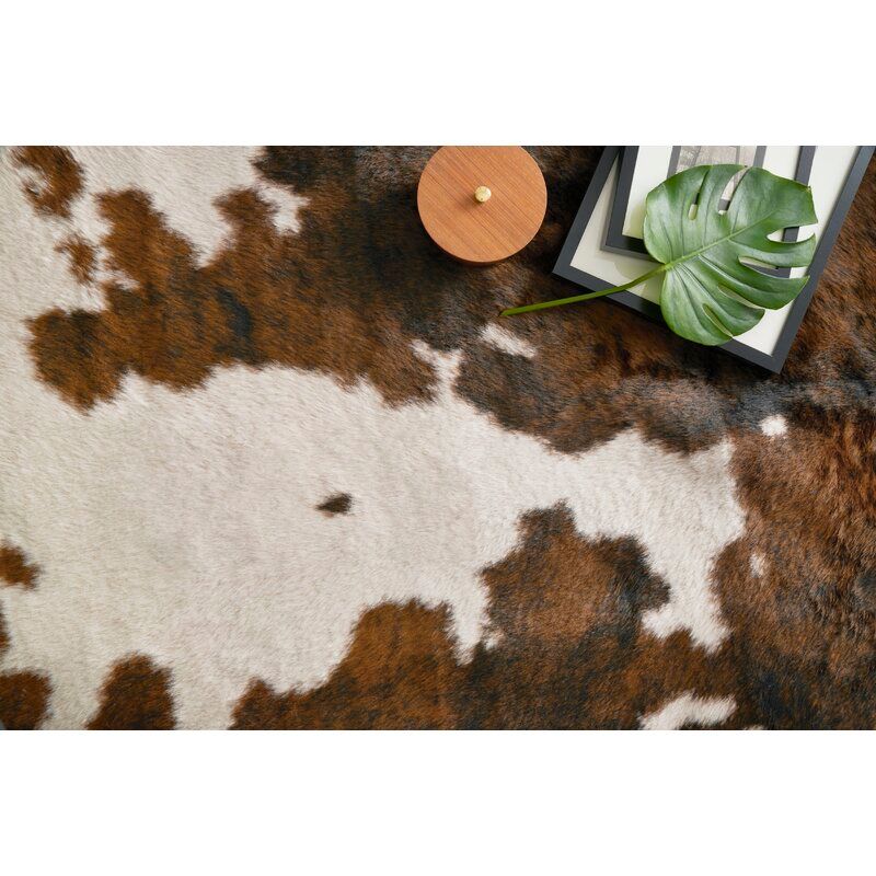 Hensen Faux Cowhide Brown Area Rug-3'10"x5' thumbnail 3