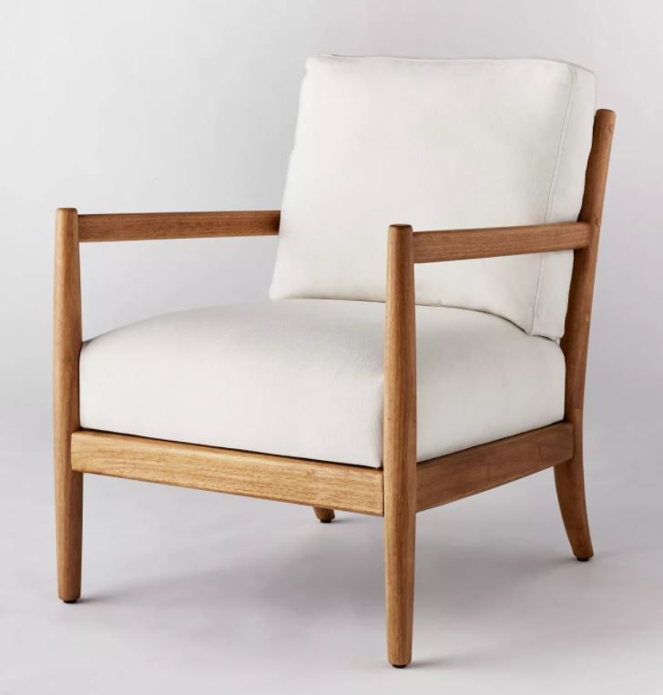  THRESHOLD LADDER BACK WOOD ARM ACCENT CHAIR CREAM  thumbnail 3