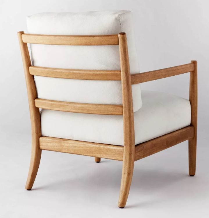  THRESHOLD LADDER BACK WOOD ARM ACCENT CHAIR CREAM  thumbnail 4