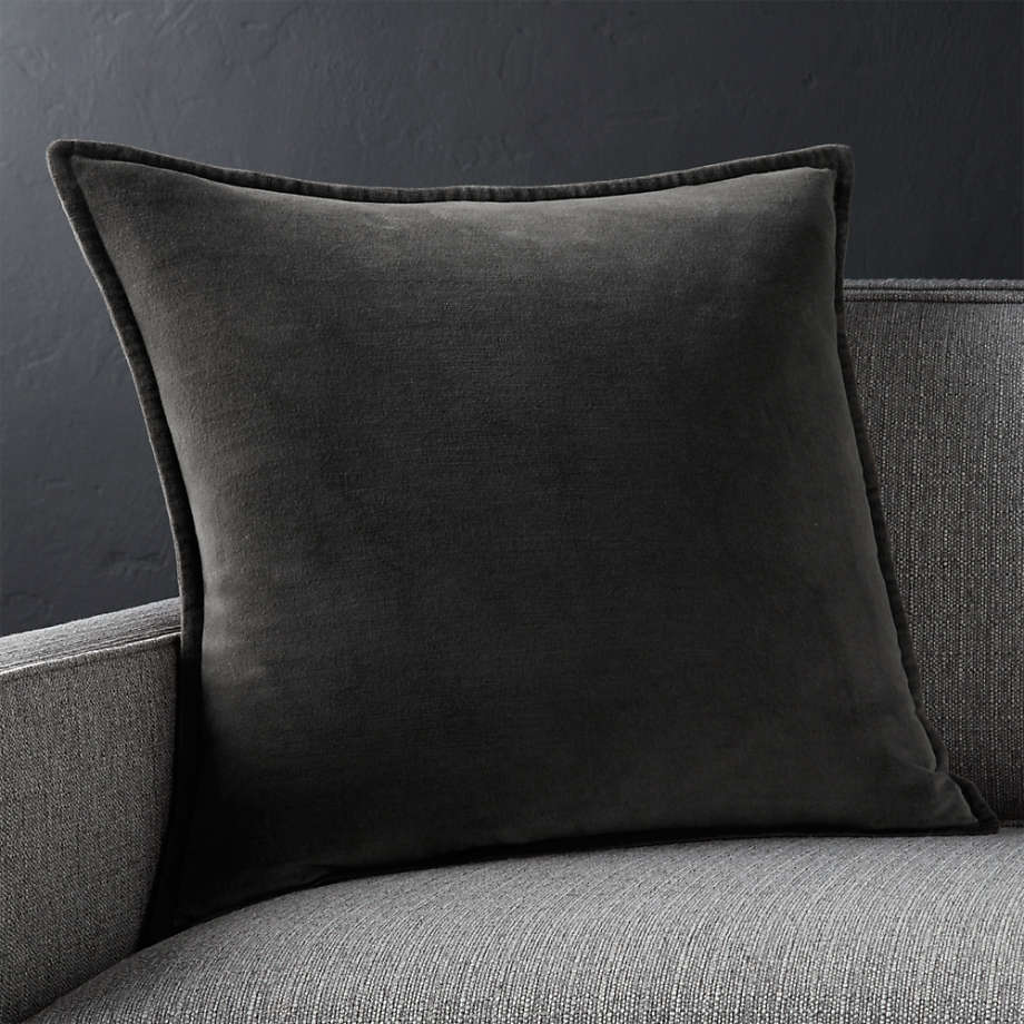 BRENNER GREY VELVET PILLOW thumbnail 2