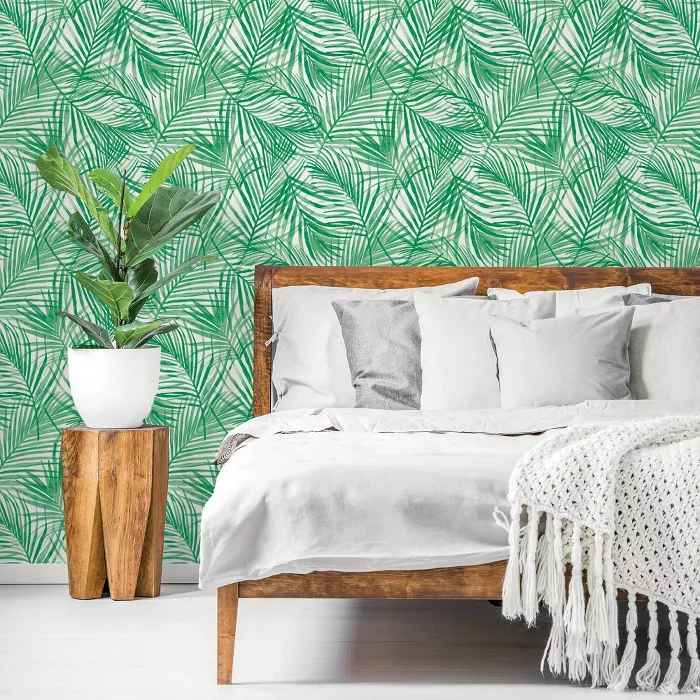 TROPICAL PEEL AND STICK WALLPAPER GREEN thumbnail 3