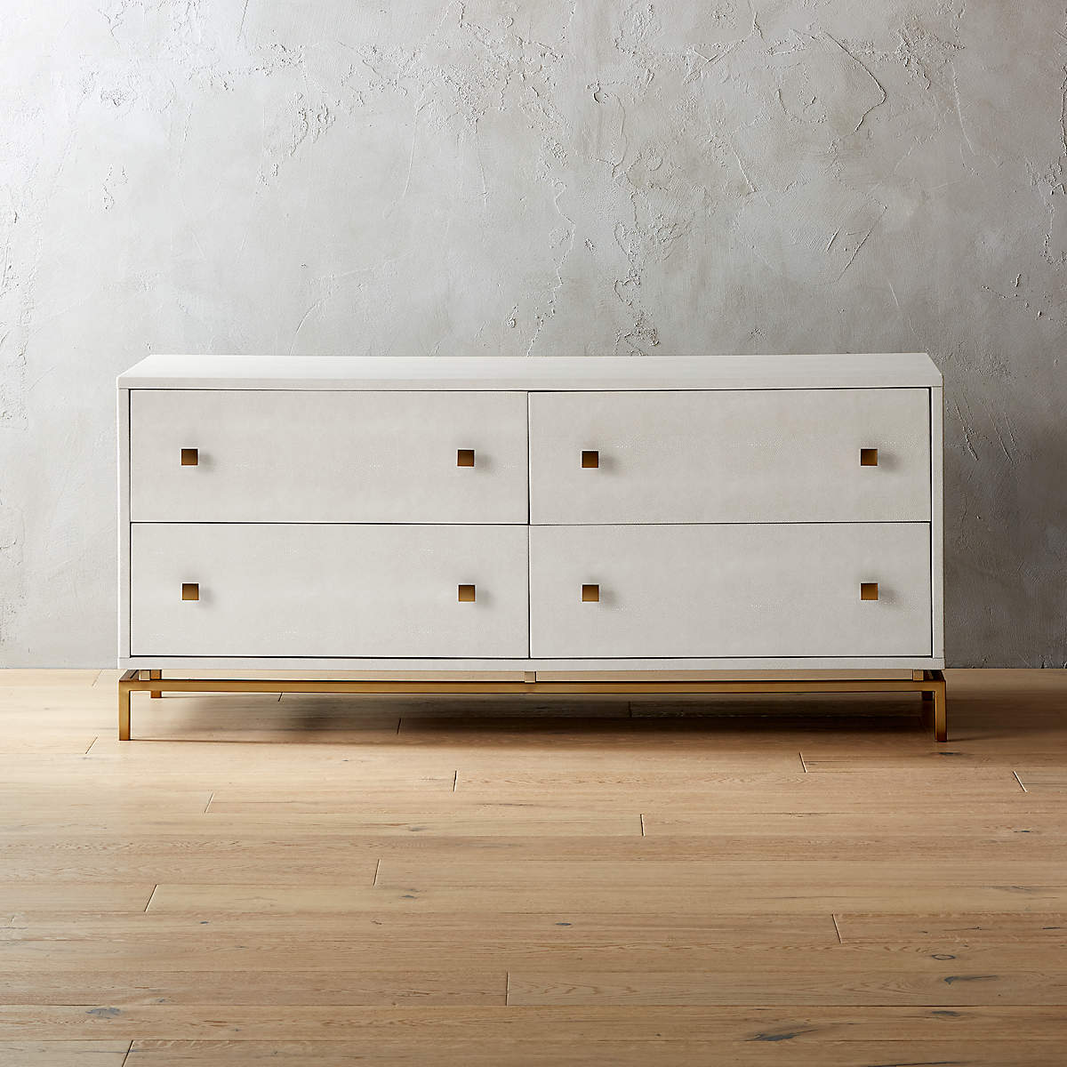 Ivory shagreen embossed low dresser thumbnail 2