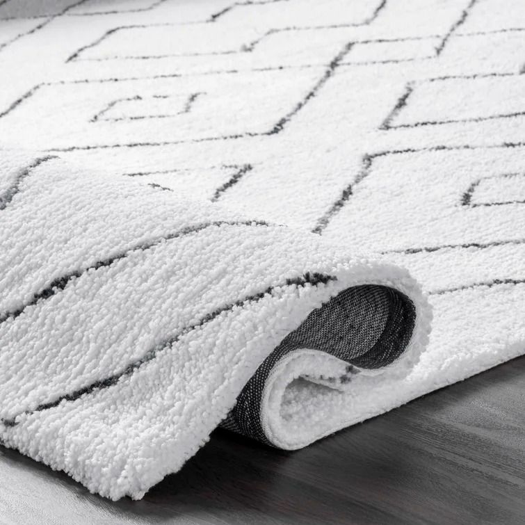 Peraza Geometric Handmade White Area Rug-7'6"x9'6" thumbnail 6