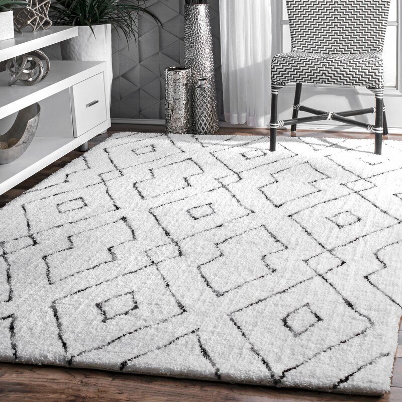 Peraza Geometric Handmade White Area Rug-7'6"x9'6" thumbnail 3