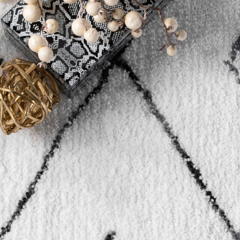 Peraza Geometric Handmade White Area Rug-7'6"x9'6" thumbnail 4