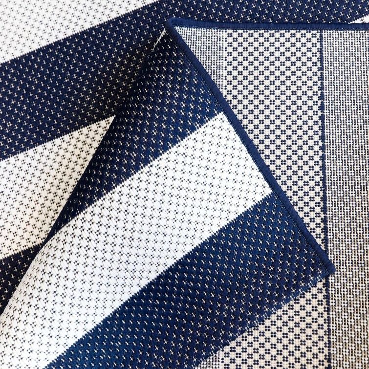 Perine Navy Striped Indoor Outdoor Area Rug-5'3"x7' thumbnail 5