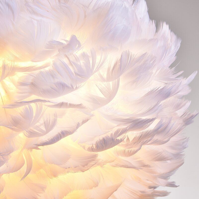 3 Light Globe Chandelier with Feather Accents thumbnail 2