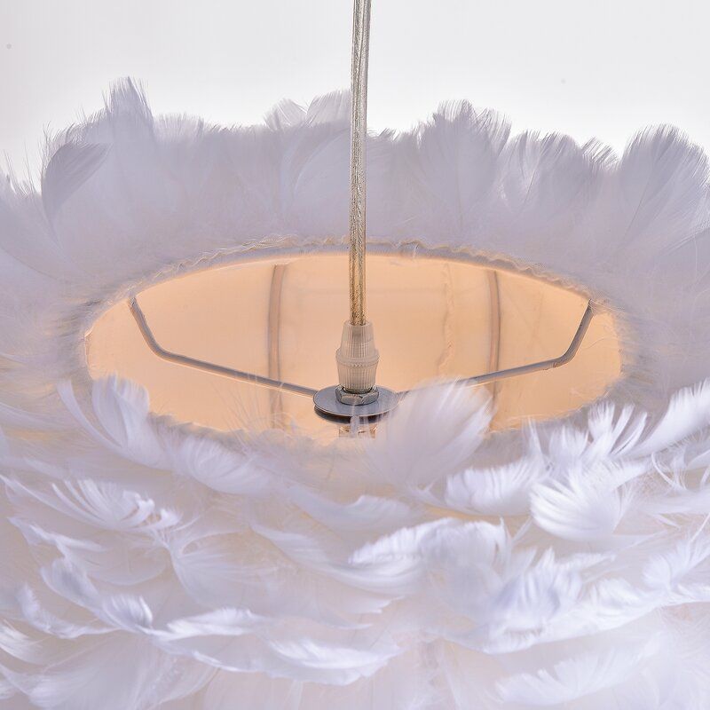 3 Light Globe Chandelier with Feather Accents thumbnail 3