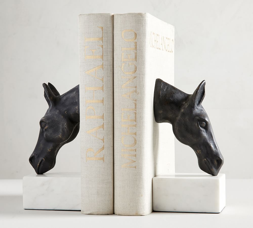 BRONZE HORSE AND MARBLE BOOKENDS thumbnail 2