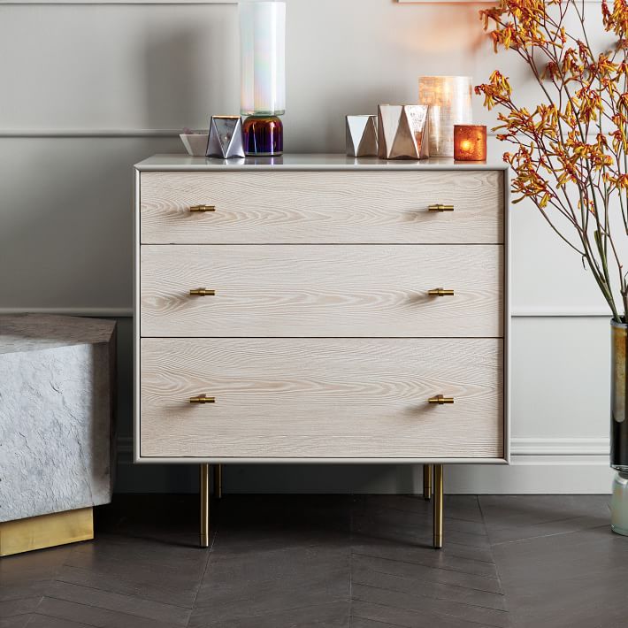 MODERNIST WOOD AND LACQUER 3 DRAWER DRESSER thumbnail 3