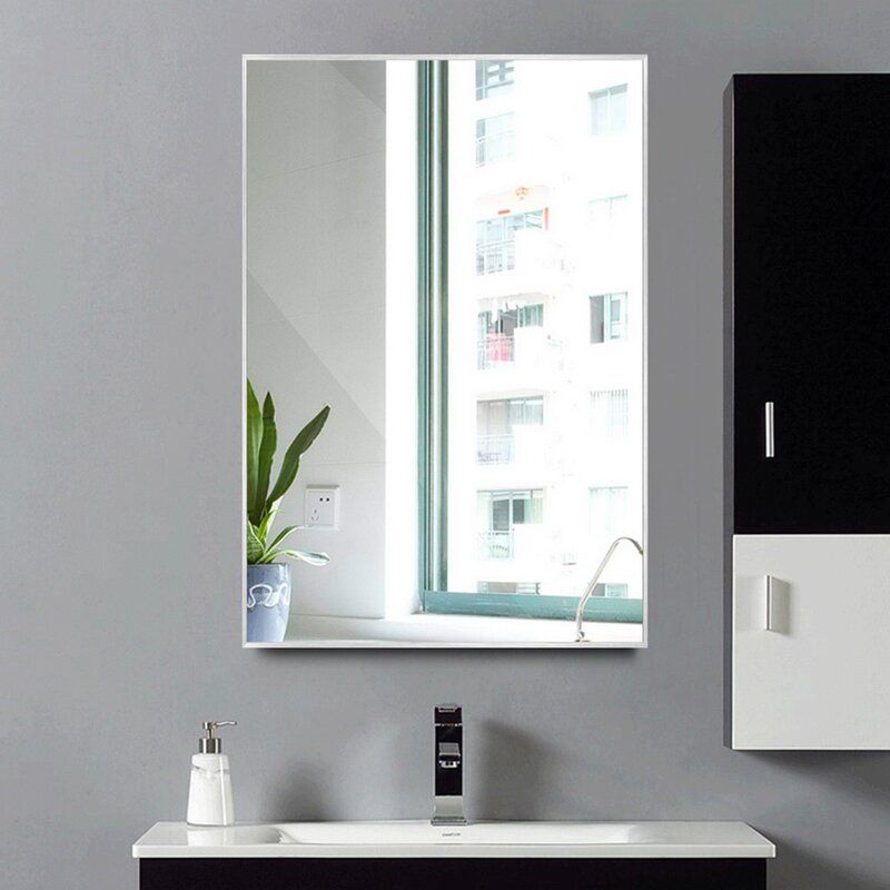 MATHEWS BATHROOM VANITY MIRROR SILVER thumbnail 2