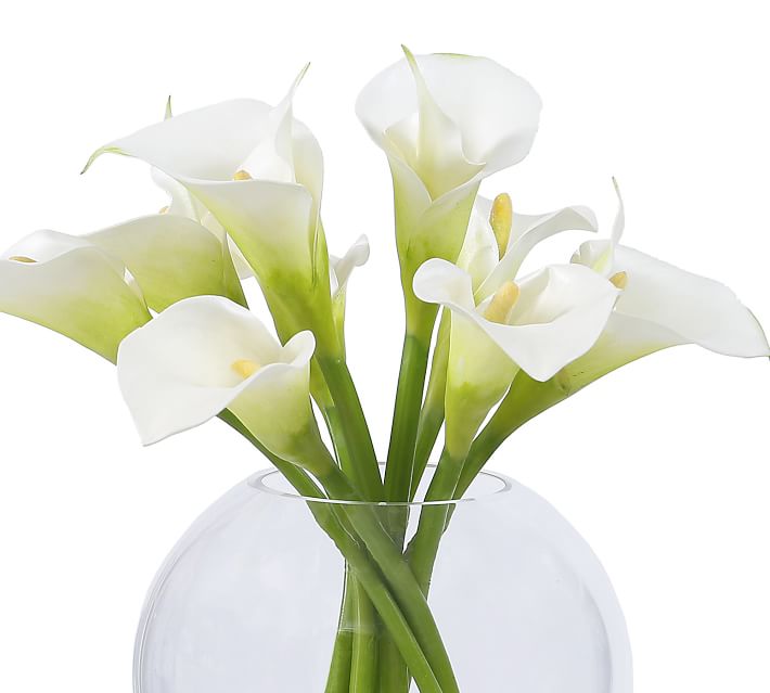 FAUX CALLA LILY IN GLASS BOWL thumbnail 2
