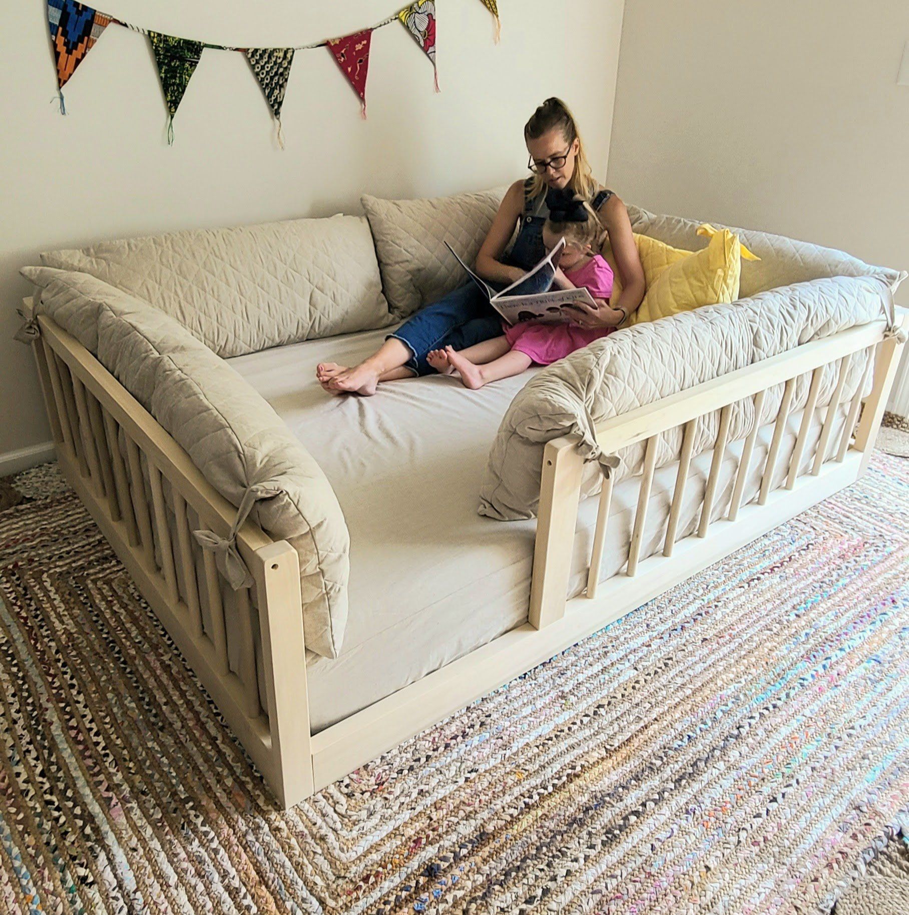 MONTESSORI FLOOR TO RAISED BED WITH RAILS REMOVABLE LEGS thumbnail 5