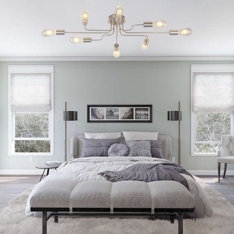 GEARHEART 8 LIGHT SPUTNIK MODERN LINEAR SEMI FLUSH MOUNT thumbnail 3