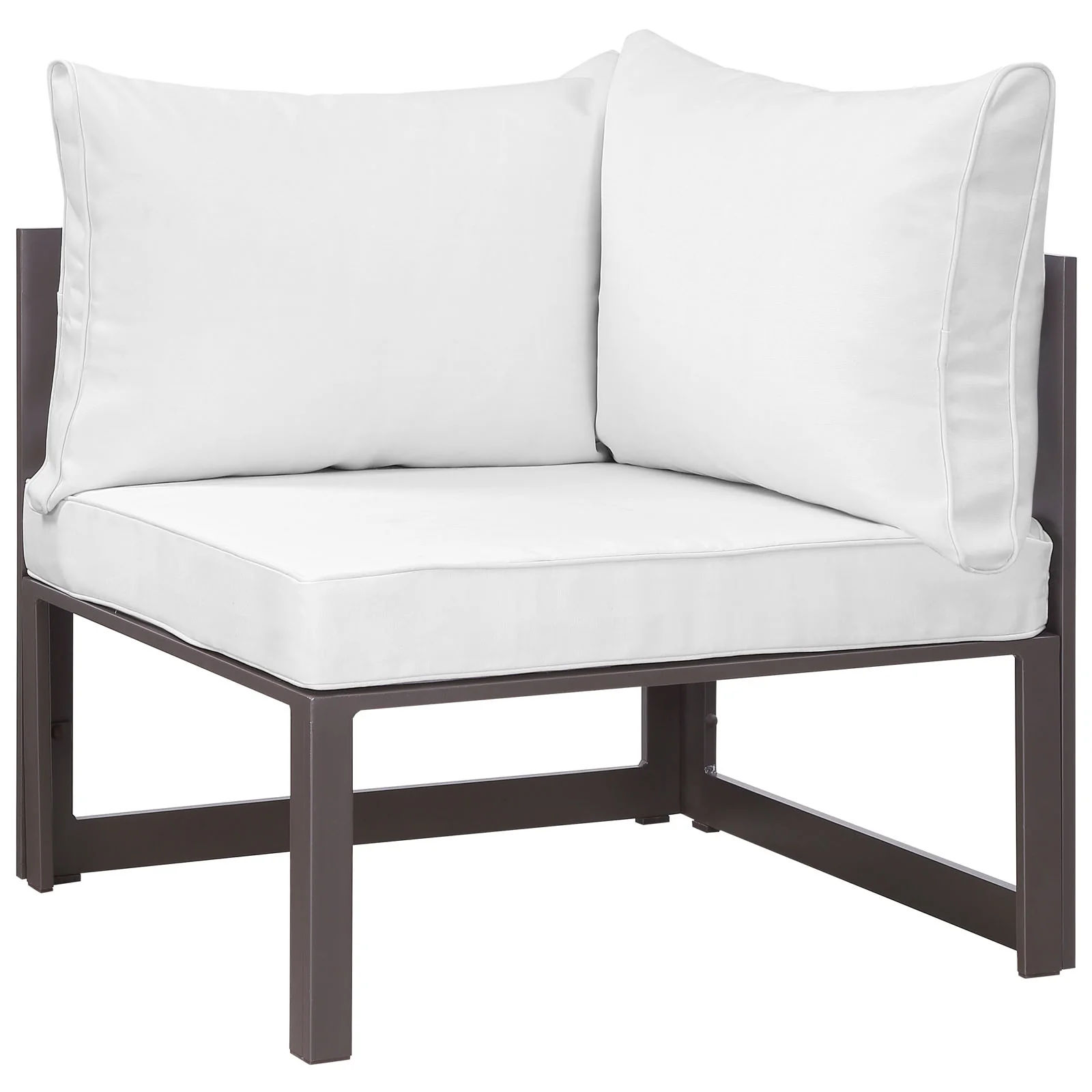 Tortuga Corner Outdoor Patio Armchair - Brown White thumbnail 2