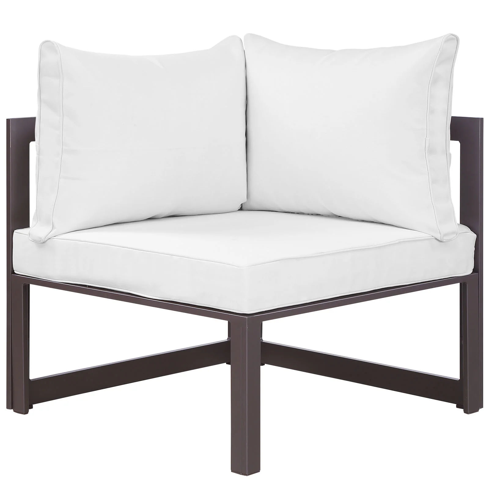Tortuga Corner Outdoor Patio Armchair - Brown White thumbnail 3