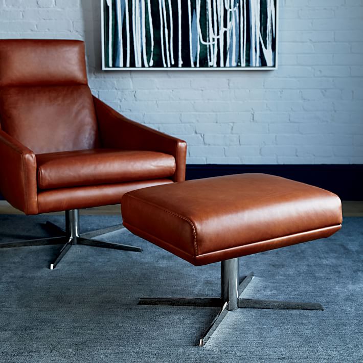 AUSTIN LEATHER SWIVEL OTTOMAN thumbnail 2