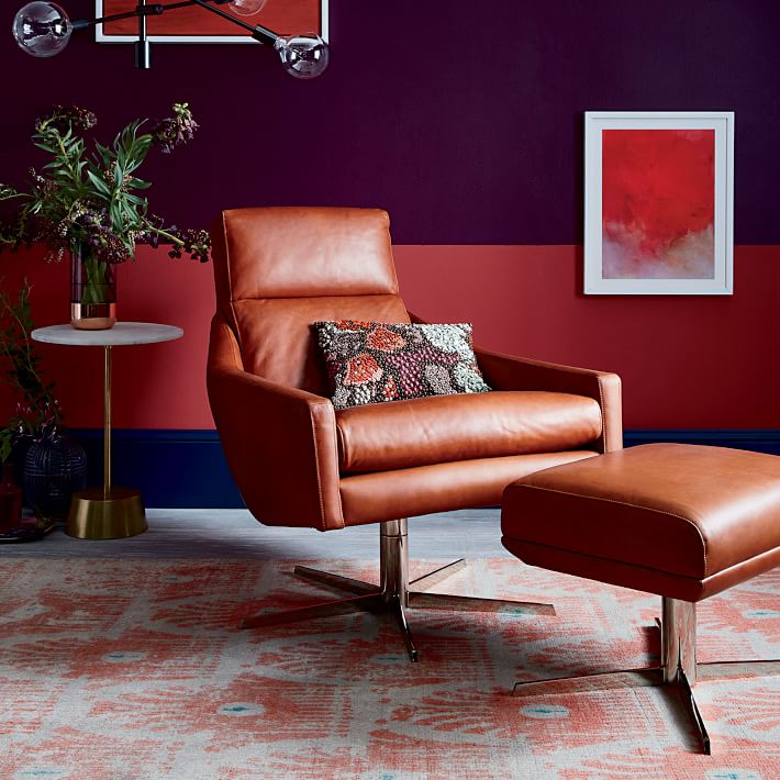AUSTIN LEATHER SWIVEL OTTOMAN thumbnail 3