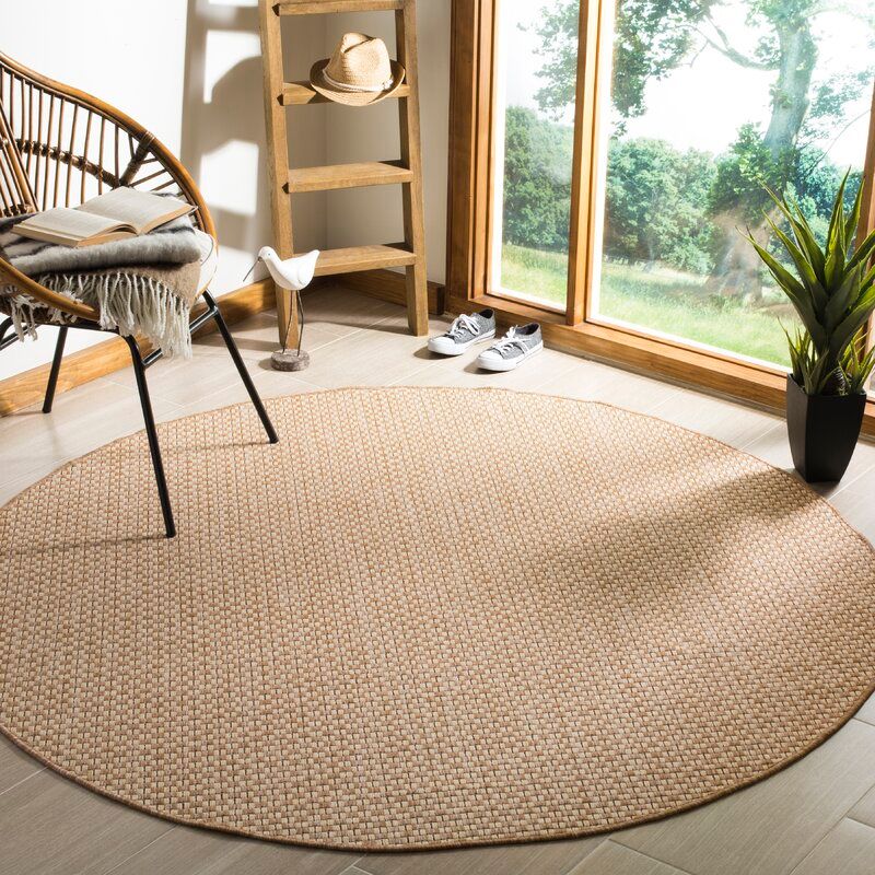 Kaylah Geometric Beige Indoor Outdoor Area Rug-6'7"x6'7" thumbnail 2