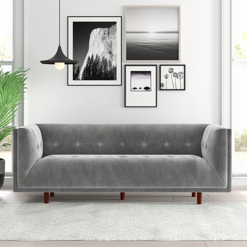 Jayda Velvet Tuxedo Arm Sofa thumbnail 3