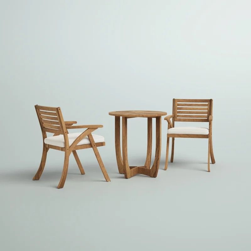 Round Two Person Long Bistro Set with Cushions thumbnail 4
