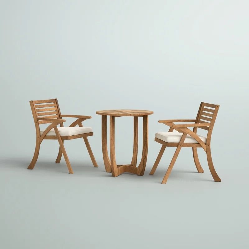 Round Two Person Long Bistro Set with Cushions thumbnail 5