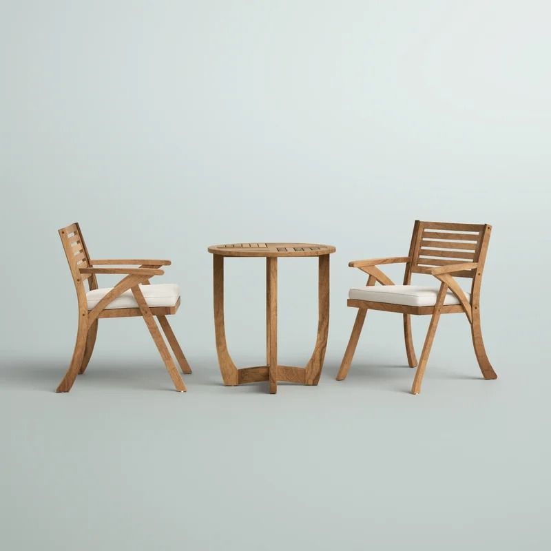 Round Two Person Long Bistro Set with Cushions thumbnail 6