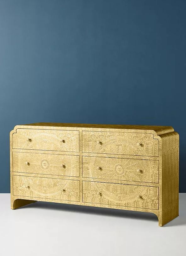 Hand Embossed Lotus Six Drawer Dresser thumbnail 2