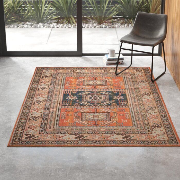 Ovid Oriental Tangerine Rust Area Rug-5'3"x7'6" thumbnail 2