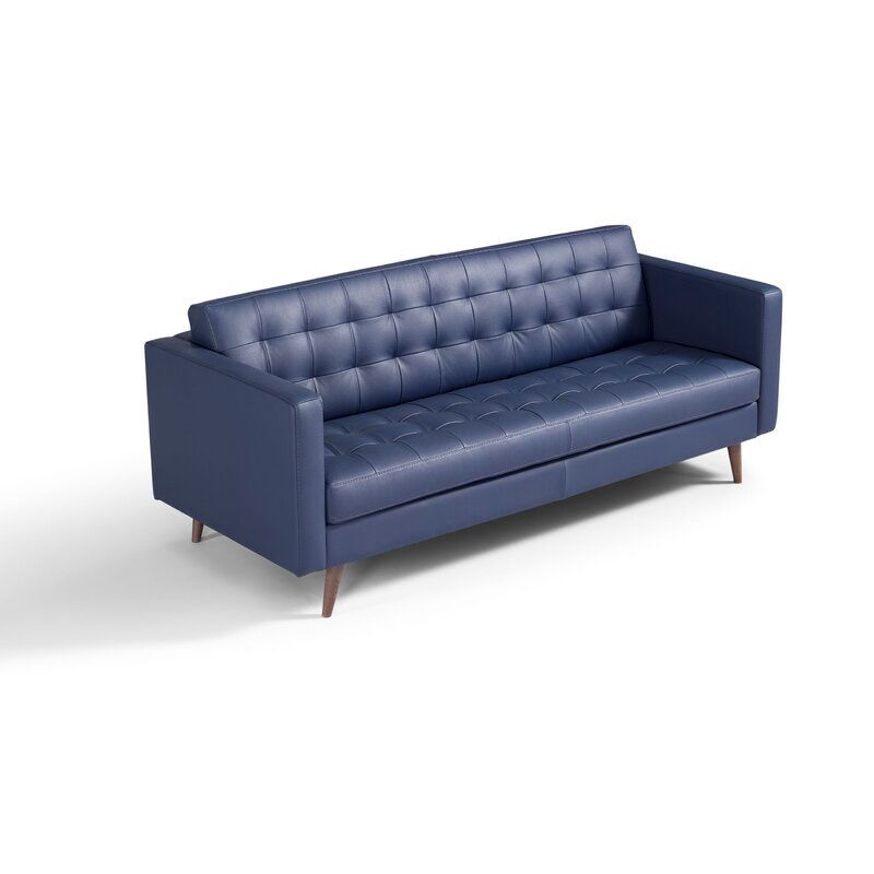 Burdett Genuine Leather Tuxedo Arm Loveseat thumbnail 3